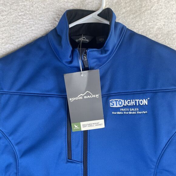 NEW Eddie Bauer Jacket Mens Medium Blue Stoughton Weather Resist Softshell - Picture 8 of 16